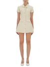 Self-portrait Denim Mini Dress In Neutral