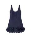 Self-portrait Short Blue Dress With Floral Applique Self Portrait In Blue