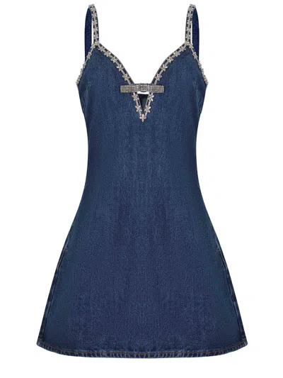 SELF-PORTRAIT DENIM MINI DRESS WITH STRAP