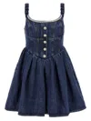 Self-portrait Flared Denim Mini Dress With A