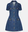 Self-portrait Belted Denim Mini Dress In Blue
