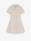 Self-portrait Structured Beige Dress With Classic Collar And Flap Pockets In Neutral