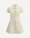 Self-portrait Structured Beige Dress With Classic Collar And Flap Pockets In Neutral