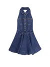 Self-portrait Blue Cotton Denim Flared Mini Dress