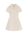 Self-portrait Fitted Cotton Mini Dress With Classic Collar In Neutral