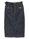 Self-portrait Indigo Denim Midi Skirt In Animal Print