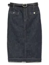 Self-portrait Pencil Midi Skirt With Leather Belt In Animal Print