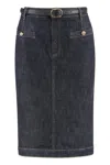 Self-portrait Indigo Denim Midi Skirt