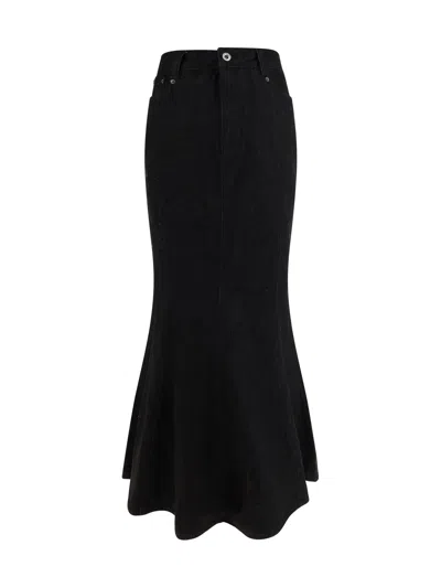 Self-portrait Denim Skirt In Black
