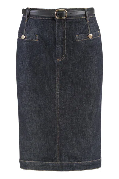 Self-portrait Denim Skirt In Blue