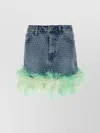Self-portrait Self Portrait 'blue Rhinstone Feather Denim' Skirt