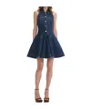Self-portrait Denim Sleeveless Flared Mini Dress