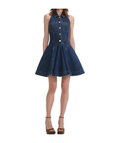 Self-portrait Denim Sleeveless Flared Mini Dress