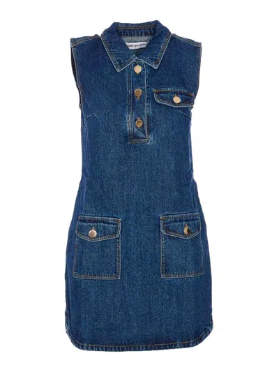 Self-portrait Denim Sleeveless Mini Dress