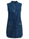 Self-portrait Denim Sleeveless Mini Dress In Blue