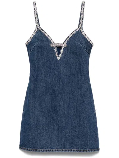 SELF-PORTRAIT SELF PORTRAIT DENIM STRAPPY MINI DRESS INDIGO BLUE