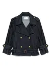 Self-portrait Denim Trench Jacket In Blue