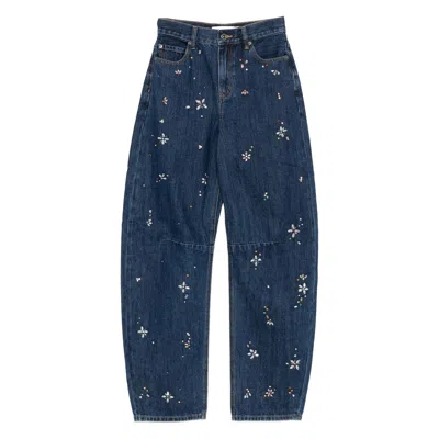 Self-portrait Denim Wide-leg Jeans In Blue