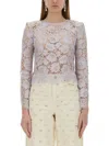 Self-portrait Women's Lace Blouse Top In Grey