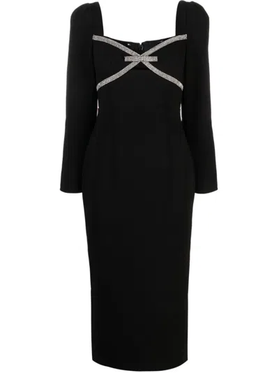 Self-portrait Diamante Bow Dress Black