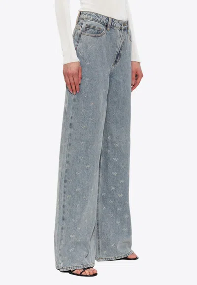 Self-portrait Diamante Bow High-rise Jeans In Multi