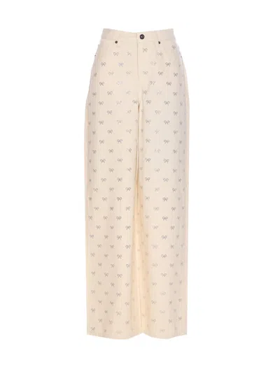 SELF-PORTRAIT DIAMANTE BOW JEANS