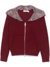 Self-portrait Oversized Collar Cardigan Jackets Bordeaux In Rot