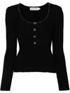 Self-portrait Self Portrait Women's Long-sleeved Top With Crystals In Schwarz