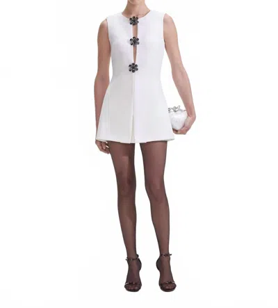 Self-portrait Diamante Floral Playsuit In White