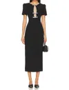 Self-portrait Rhinestone-embellished Midi Dress In Black