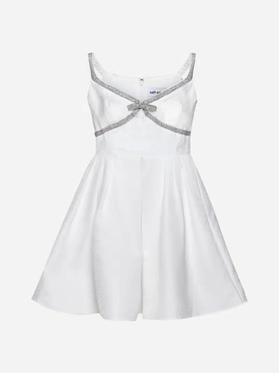 Self-portrait Diamanté-trim Off-shoulder Minidress In White