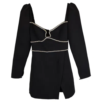 Self-portrait Diamanté-trim Mini Dress In Black Polyester
