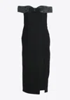 Self-portrait Strapless Embellished Midi Dress In Black
