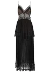 Self-portrait Sheer Tiered Lace-trimmed Maxi Dress In Black