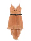 Self-portrait Self Portrait Tan Dot Mesh Mini Dress In Brown
