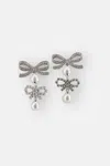 Self-portrait Double Bow Pearl Earrings In Multi