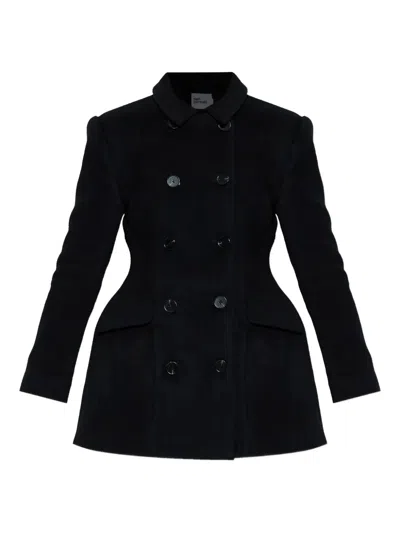 Self-portrait Double-breasted Coat In Black