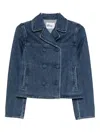 Self-portrait Double-breasted Denim Jacket In Blue