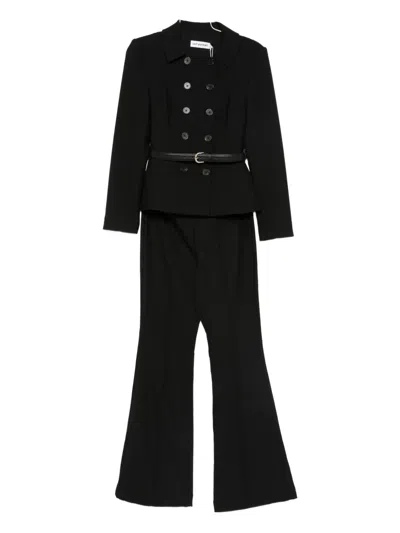Self-portrait Double-breasted Jumpsuit In Black