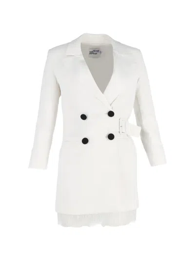 Pre-owned Self-portrait Double-breasted Lace Blazer Dress In White