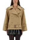 Self-portrait Double-breasted Trench Jacket In Brown