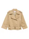 Self-portrait Beige Gabardine Trench Jacket In Neutral
