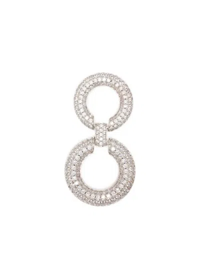 Self-portrait Double-circle Embellished Earrings In Silver