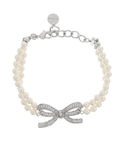 Self-portrait Double Strand Pearl Bracelet In White