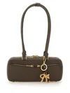 Self-portrait Leather Shoulder Bag W/ Key Holder In Brown