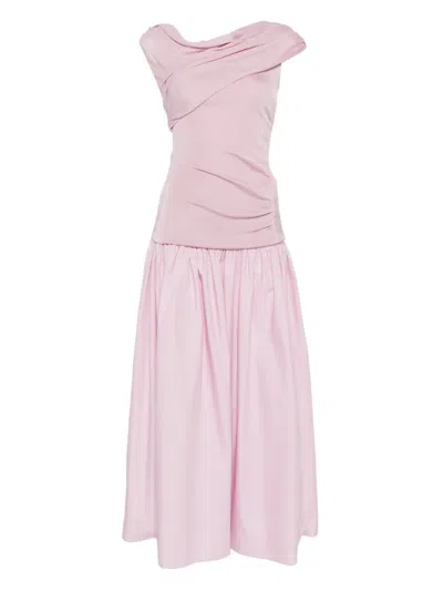 SELF-PORTRAIT DRAPED GATHERED MIDI DRESS