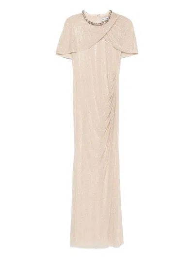 Self-portrait Self Portrait Draped Maxi Dress With Embellishment In Neutral