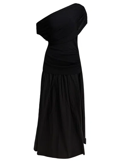 Self-portrait Draped Midi Dress In Black
