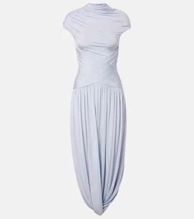 Self-portrait Pleated Midi Dress In Blue
