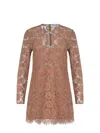 Self-portrait Womens Tan Lace Bow-embellished Woven Mini Dress